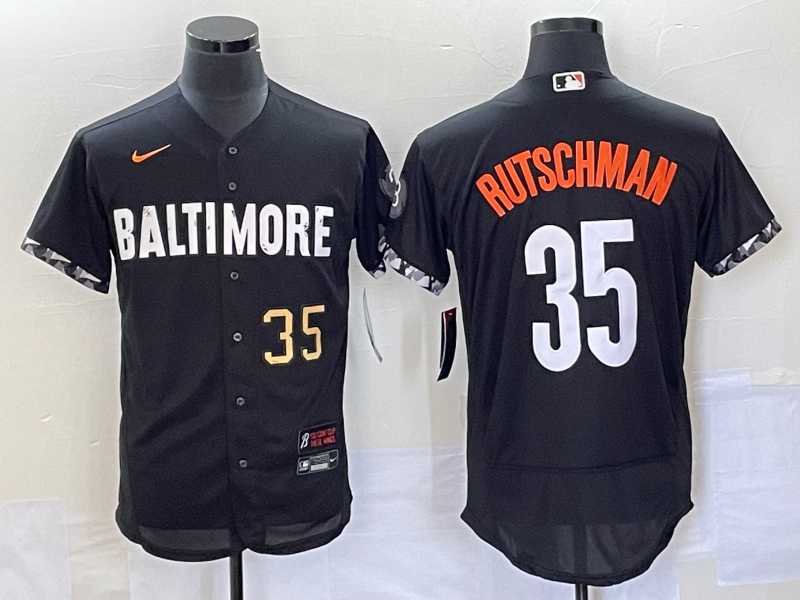 Mens Baltimore Orioles #35 Adley Rutschman Number Black 2023 City Connect Flex Base Stitched Jersey->baltimore orioles->MLB Jersey